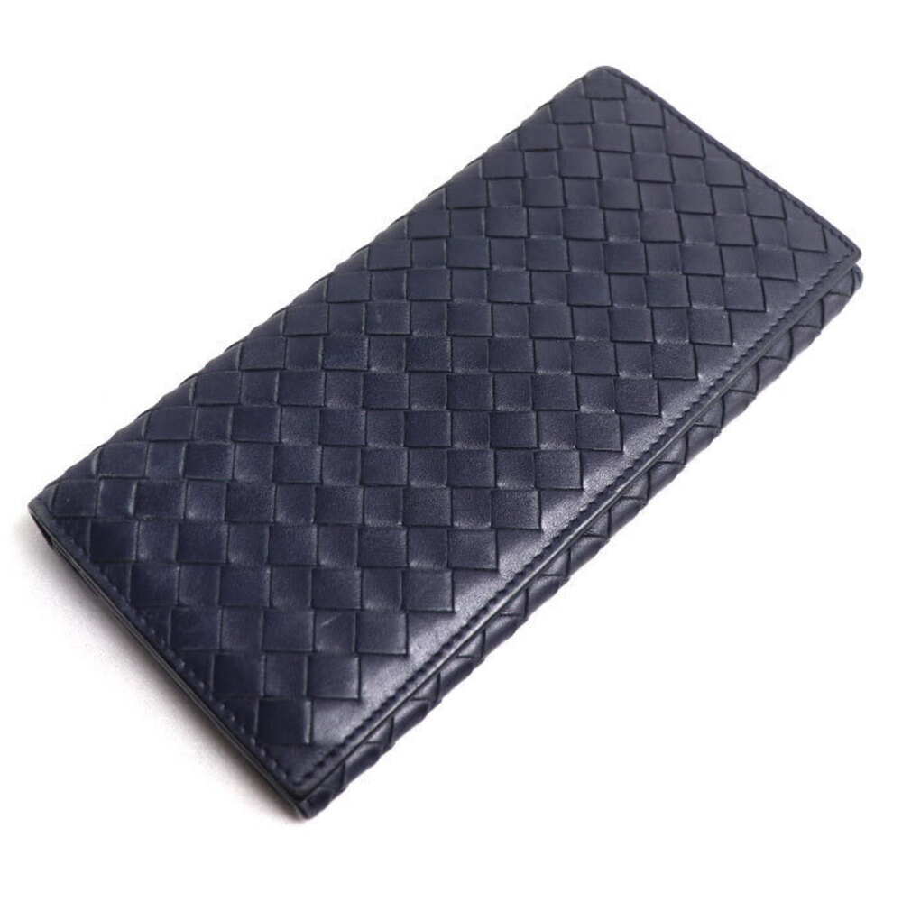 Bottega Veneta Intrecciato Long Wallet Navy Blue